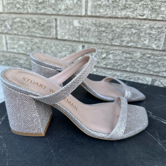 Stuart Weitzman Glittering Stuart Flareblock 85 Slide Sandal 8.5 - Picture 1 of 8